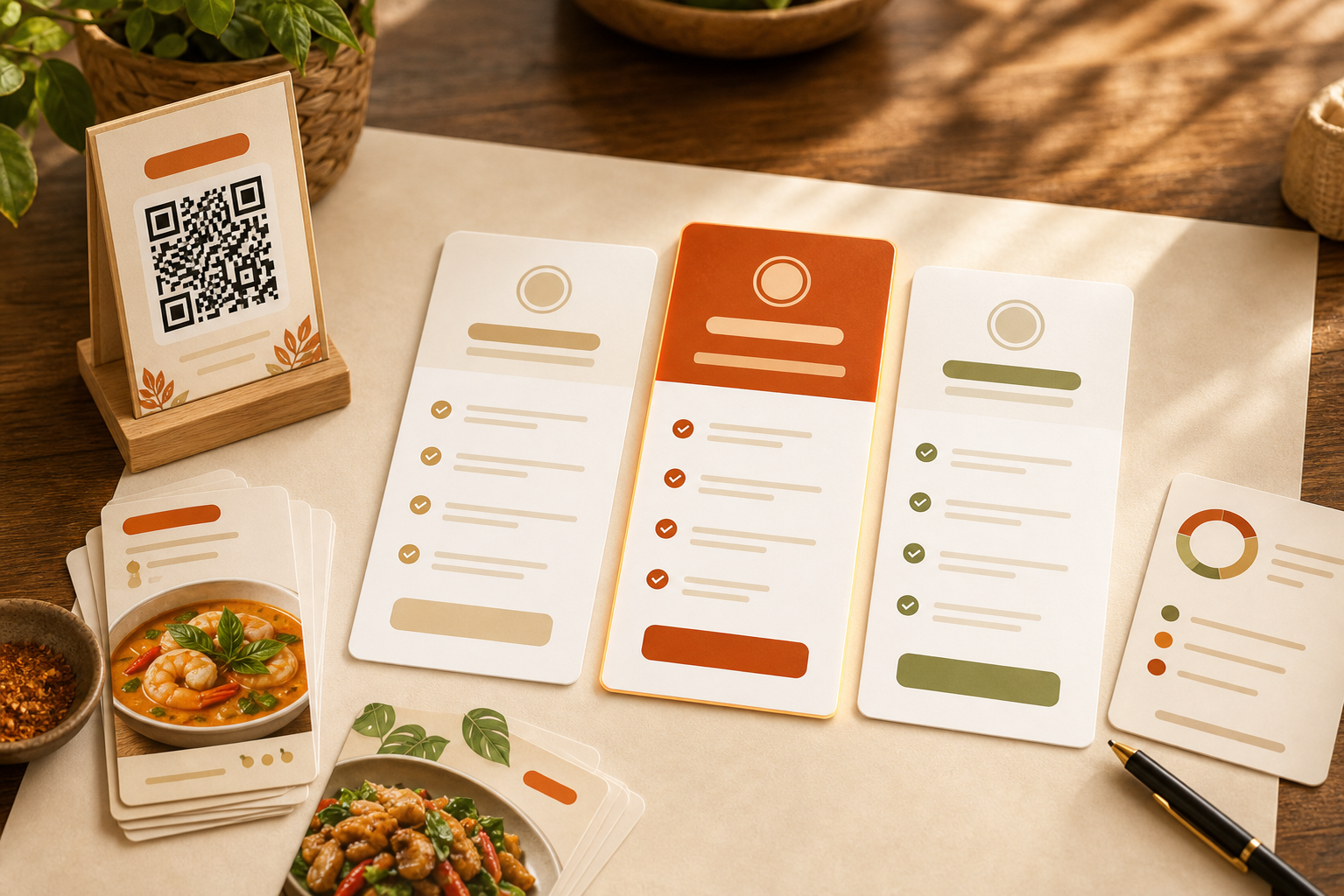QR menu and printed menu materials